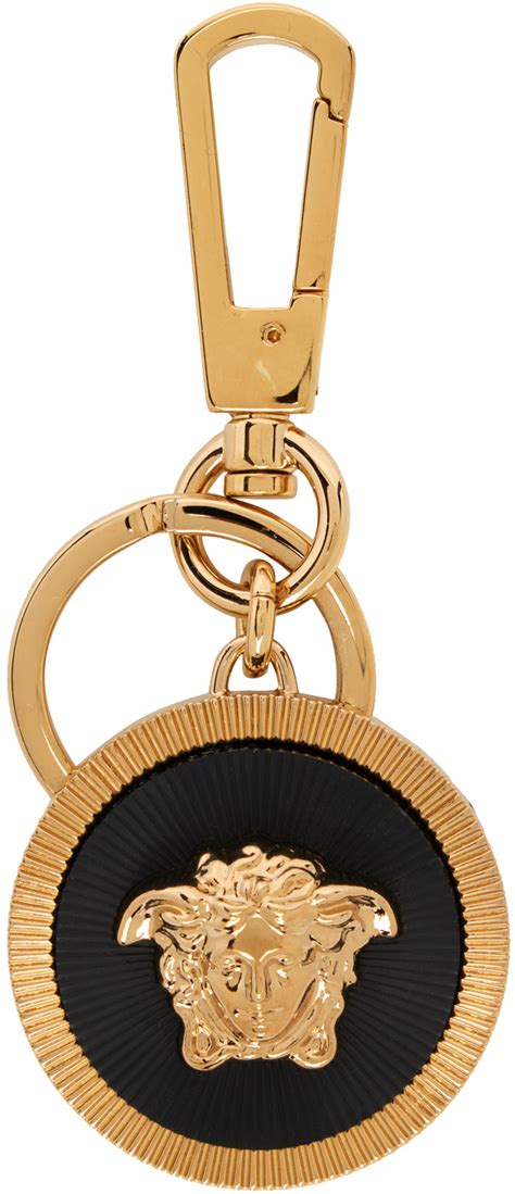 Versace: Gold & Black Medusa Biggie Keychain 